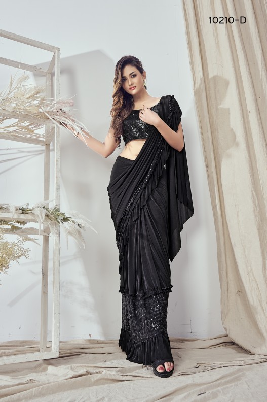 Stylish Imported Fabric Ready To Wear Saree With Heavy Sequince Blouse